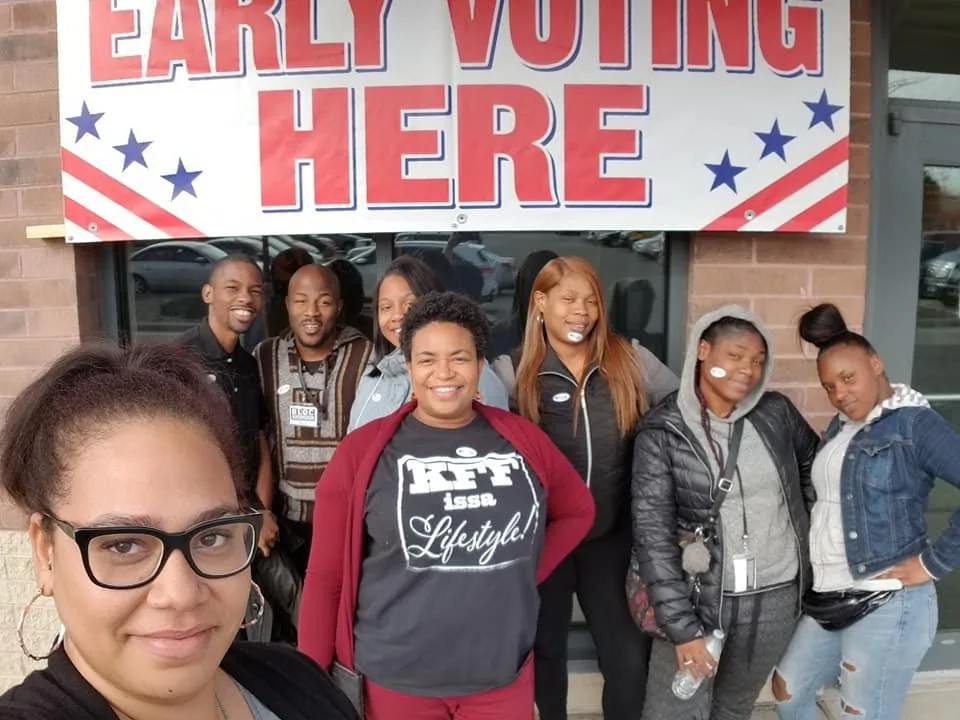 Photo: Black Leaders Organizing Communities (BLOC) helping voters vote early in Wisconsin.